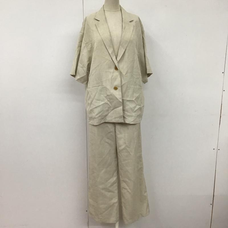 フリークスストア FREAK S STORE セットアップ セットアップ 222-3422 半袖ジャケット ストレートパンツ セットアップ 2点セット XS 無地 ベージュ / ベージュ / レディース USED 古着 中古 10109966