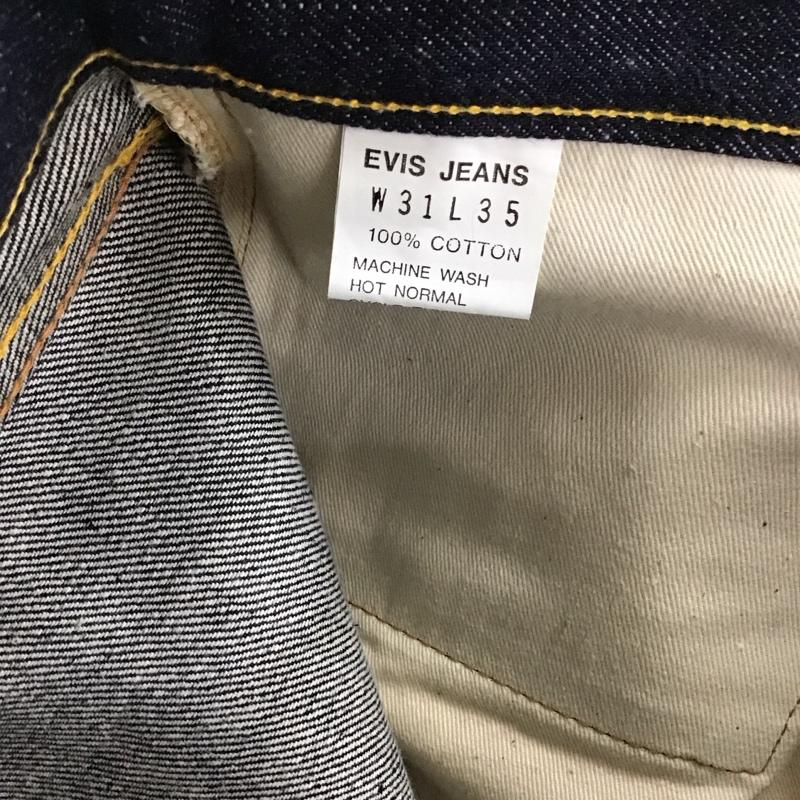 エヴィス EVISU パンツ デニム、ジーンズ デニムパンツ ワイドパンツ カジュアルパンツ 31インチ ロゴ、文字 インディゴ / インディゴ / メンズ USED 古着 中古 10134065