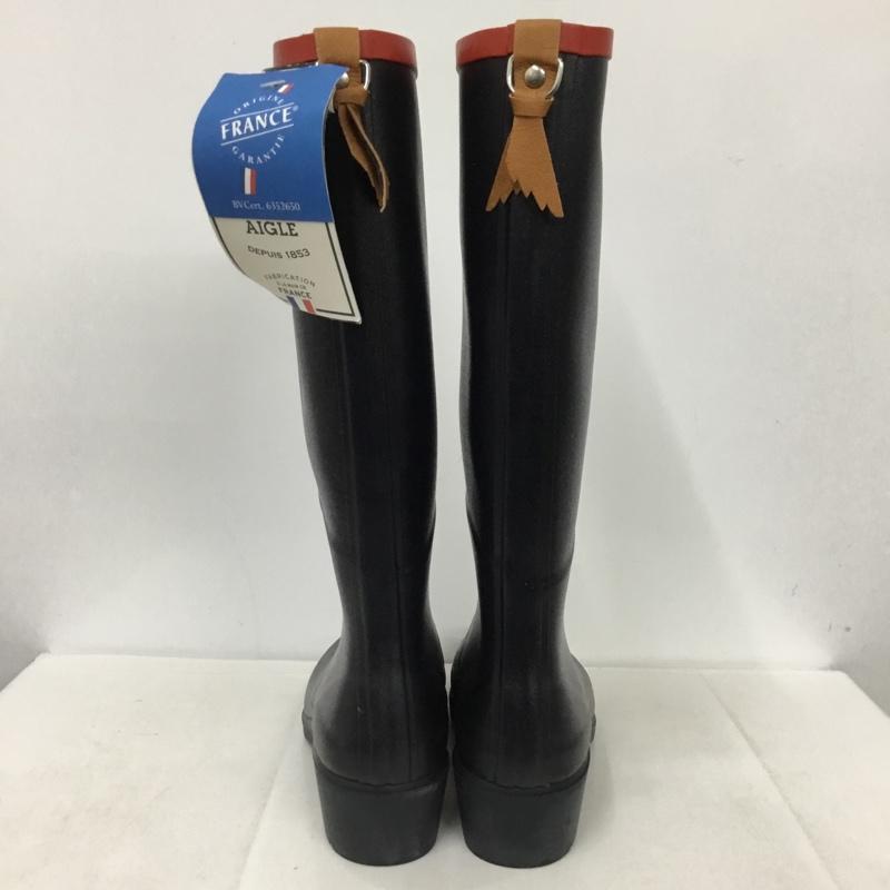 エーグル AIGLE 長靴、レインシューズ 長靴、レインシューズ ZZF8408 ミスジュリエットA ラバーブーツ 39 ロゴ、文字 黒 / ブラック / レディース USED 古着 中古 10135775