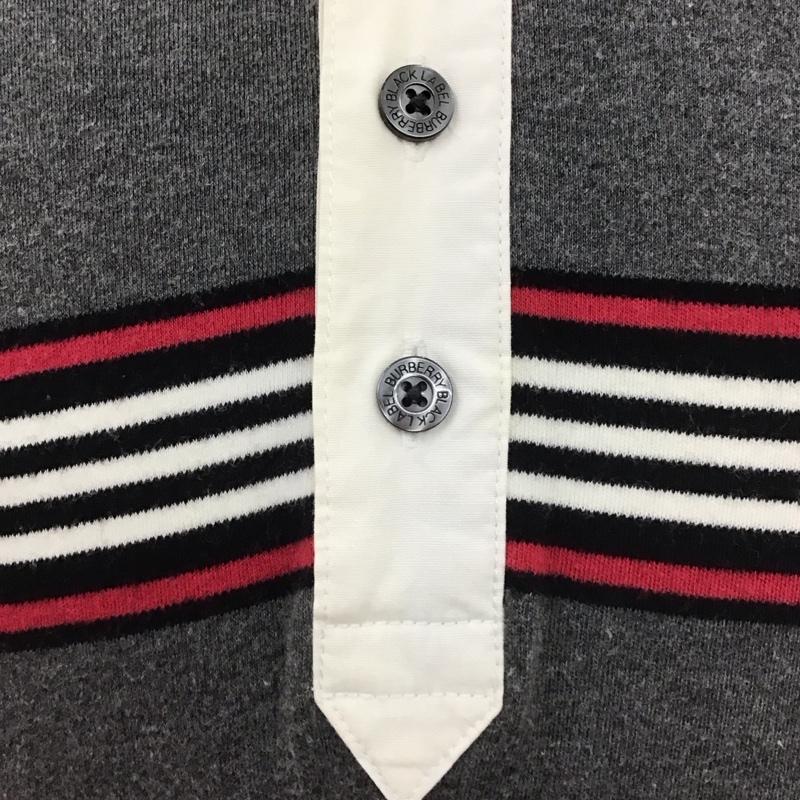 バーバリーブラックレーベル BURBERRY BLACK LABEL ポロシャツ 半袖 半袖ポロシャツ カラーシャツ 半袖カットソー 2 ロゴ、文字 灰 / グレー /  メンズ USED 古着 中古 10113109
