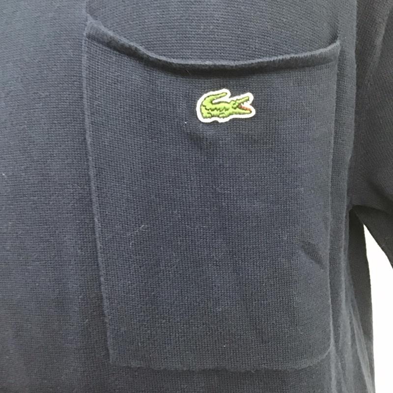 ラコステ LACOSTE ニット、セーター 半袖 半袖ニットカットソー クルーネックカットソー セーター M ロゴ、文字 紺 / ネイビー / メンズ USED 古着 中古 10107765