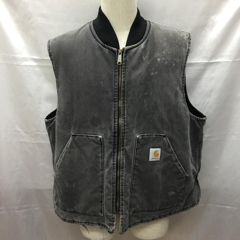 カーハート Carhartt ベスト ベスト ベスト ジップアップジャケット ノースリーブカットソー アウター ロゴ、文字 黒 / ブラック / メンズ USED 古着 中古 10109342