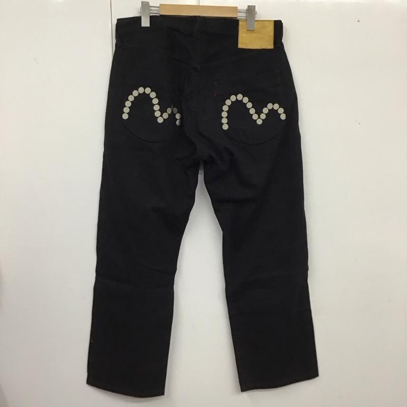 エヴィス EVISU パンツ デニム、ジーンズ デニムパンツ ストレートパンツ ワイドパンツ カジュアルパンツ 36インチ 無地 黒 / ブラック /  メンズ USED 古着 中古 10123561