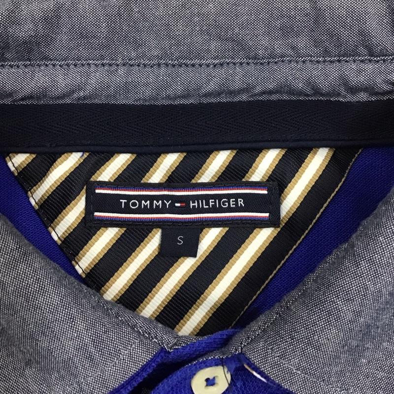 トミーヒルフィガー TOMMY HILFIGER ポロシャツ 半袖 半袖ポロシャツ 半袖カットソー カラーシャツ S ロゴ、文字 青 / ブルー /  メンズ USED 古着 中古 10111026
