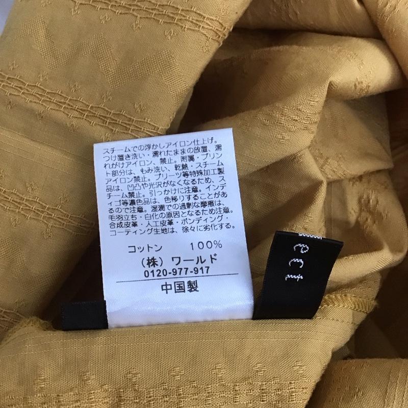 リフレクト Reflect カットソー 半袖 BA101-83205 フレンチスリーブジャガードブラウス バンドカラー 9 ストライプ マスタード / マスタード /  レディース USED 古着 中古 10108393