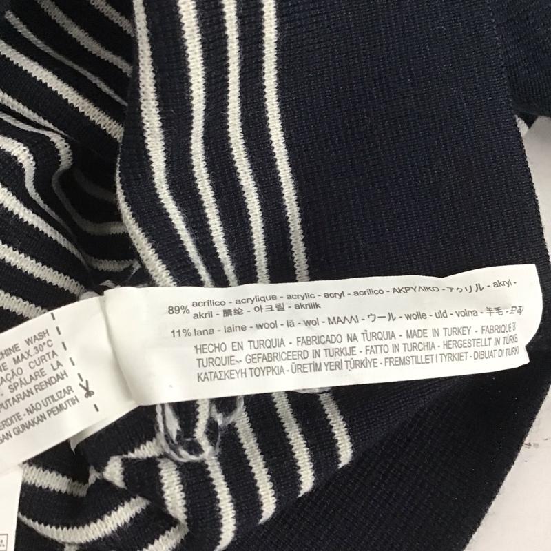 ザラメン ZARA MAN ニット、セーター 長袖 長袖ニットカットソー クルーネック セーター L ボーダー柄 紺 / ネイビー / メンズ USED 古着 中古 10140911