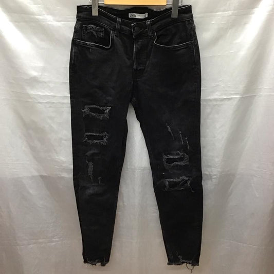 ザラ ZARA パンツ デニム、ジーンズ ダメージデニム 40 無地 黒 / ブラック /  メンズ USED 古着 中古 10123406