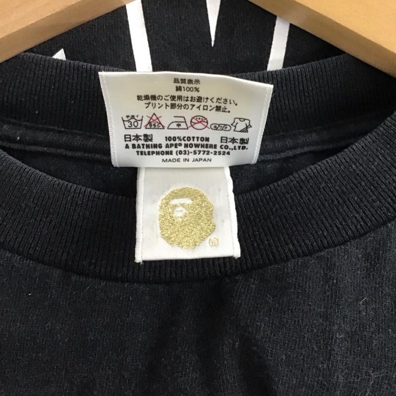 ベイプ BAPE Tシャツ 半袖 半袖カットソー プリントTシャツ クルーネックカットソー L ロゴ、文字 黒 / ブラック / メンズ USED 古着 中古 10132610