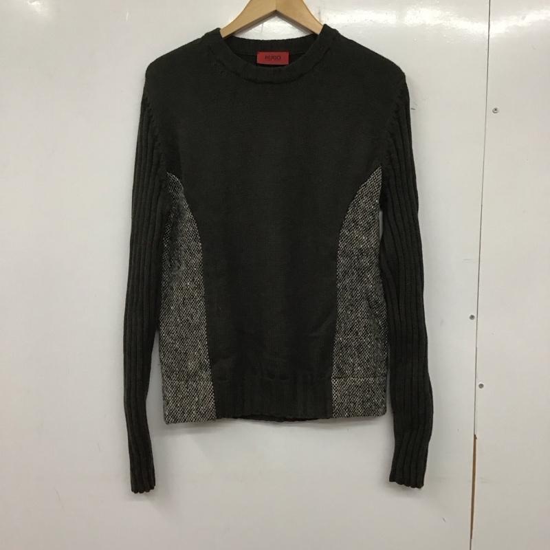 ヒューゴボス HUGO BOSS ニット、セーター 長袖 長袖ニットカットソー クルーネック セーター 無地 カーキ / カーキ / メンズ USED 古着 中古 10137482
