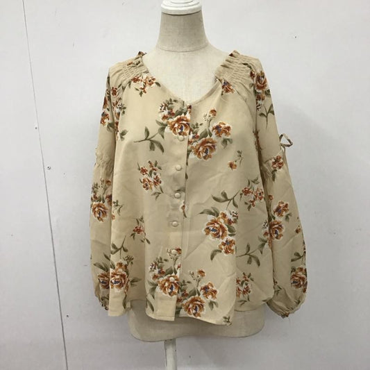 ワンアフター アナザー ナイスクラップ one after another NICE CLAUP カットソー 長袖 300260 フルールレトロブラウス Vネック FREE 花柄 ベージュ / ベージュ /  レディース USED 古着 中古 10108317