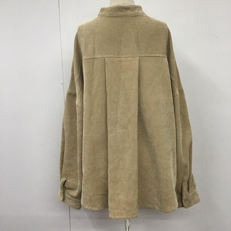 アイテムズ アーバンリサーチ ITEMS URBAN RESEARCH シャツ、ブラウス 長袖 IT16-23B001 コーデュロイ ビッグシャツ ノーカラー FREE 無地 ベージュ / ベージュ / レディース USED 古着 中古 10109417