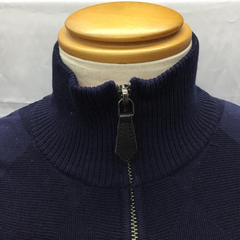 バーバリーブラックレーベル BURBERRY BLACK LABEL ジャケット、上着 ジャンパー、ブルゾン ジップアップジャケット ニットカーディガン ジップアップニット スタンドカラー 2 ロゴ、文字 紺 / ネイビー / メンズ USED 古着 中古 10106500