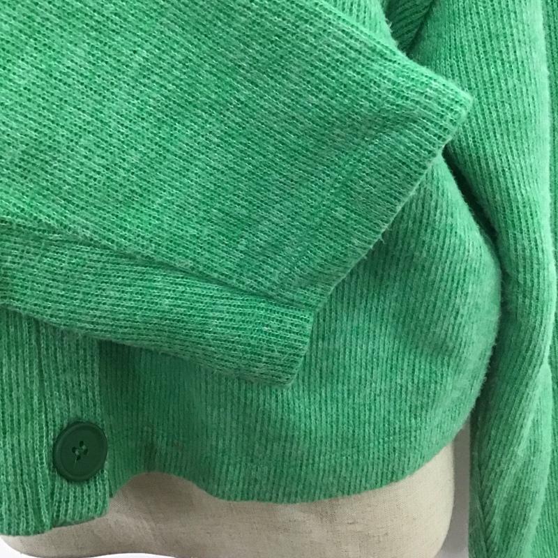 ザラ ZARA カーディガン 長袖 5584/007/500 M 無地 黄緑 / イエローグリーン / レディース USED 古着 中古 10124049