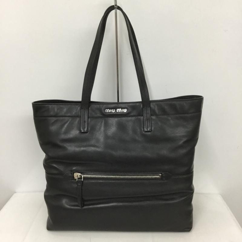 ミュウミュウ miu miu トートバッグ トートバッグ レザー ロゴ、文字 黒 / ブラック / レディース USED 古着 中古 10126461