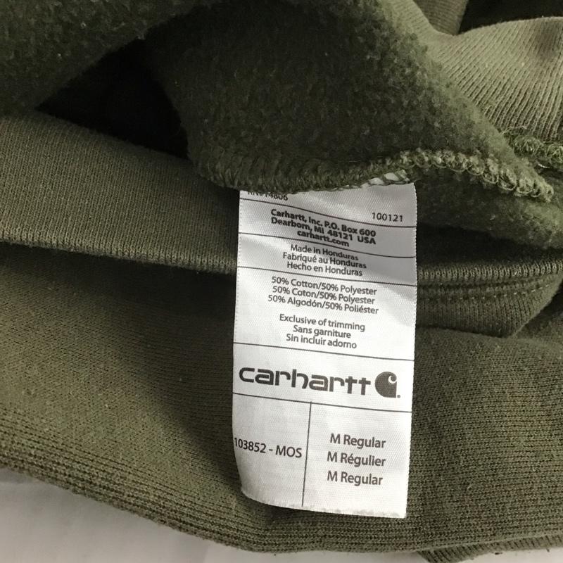 カーハート Carhartt トレーナー 長袖 長袖トレーナー スウェット クルーネック リブスウェットカットソー M ロゴ、文字 カーキ / カーキ / メンズ USED 古着 中古 10107687