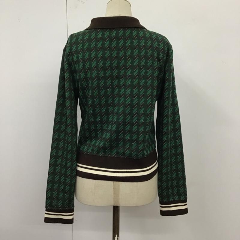 ザラ ZARA ニット、セーター 長袖 5039 172 500 襟付き ニットカットソー S 総柄 茶 / ブラウン / X 緑 / グリーン / X 白 / ホワイト / レディース USED 古着 中古 10121563