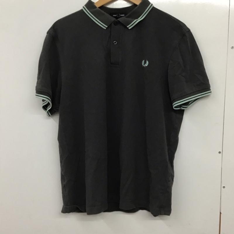 フレッドペリー FRED PERRY ポロシャツ 半袖 半袖ポロシャツ カラーシャツ 半袖カットソー XL ロゴ、文字 灰 / グレー / メンズ USED 古着 中古 10133197