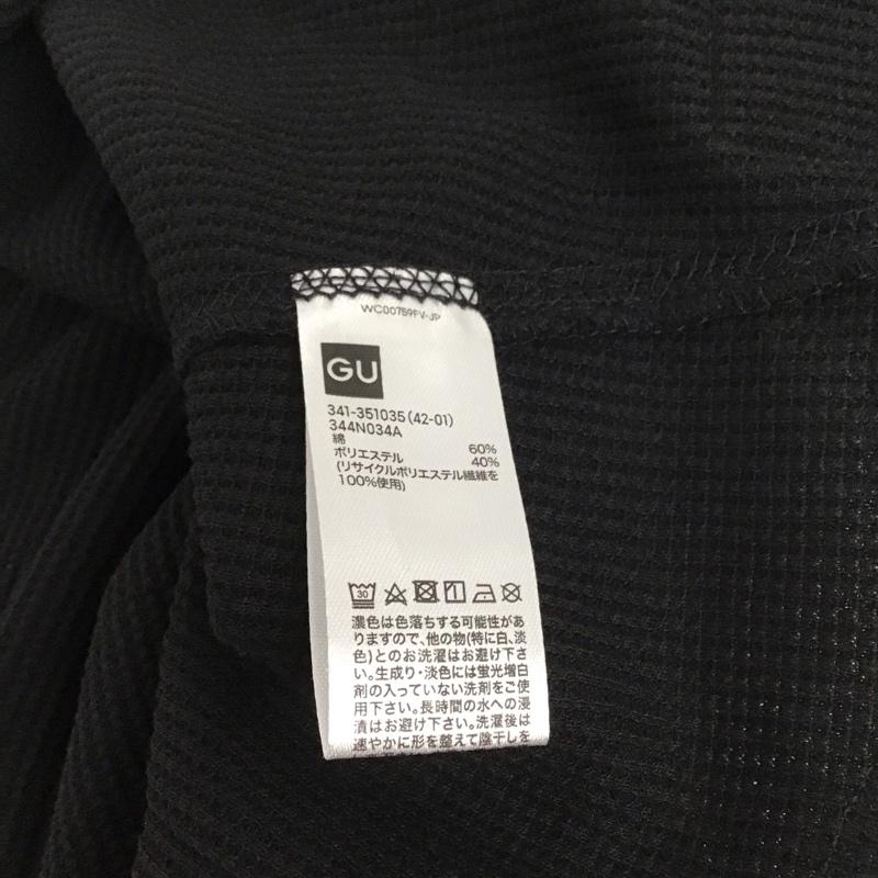 ジーユー GU カットソー 半袖 341-351035 ドライワッフルTシャツ 半袖カットソー XL 無地 黒 / ブラック / メンズ USED 古着 中古 10132358