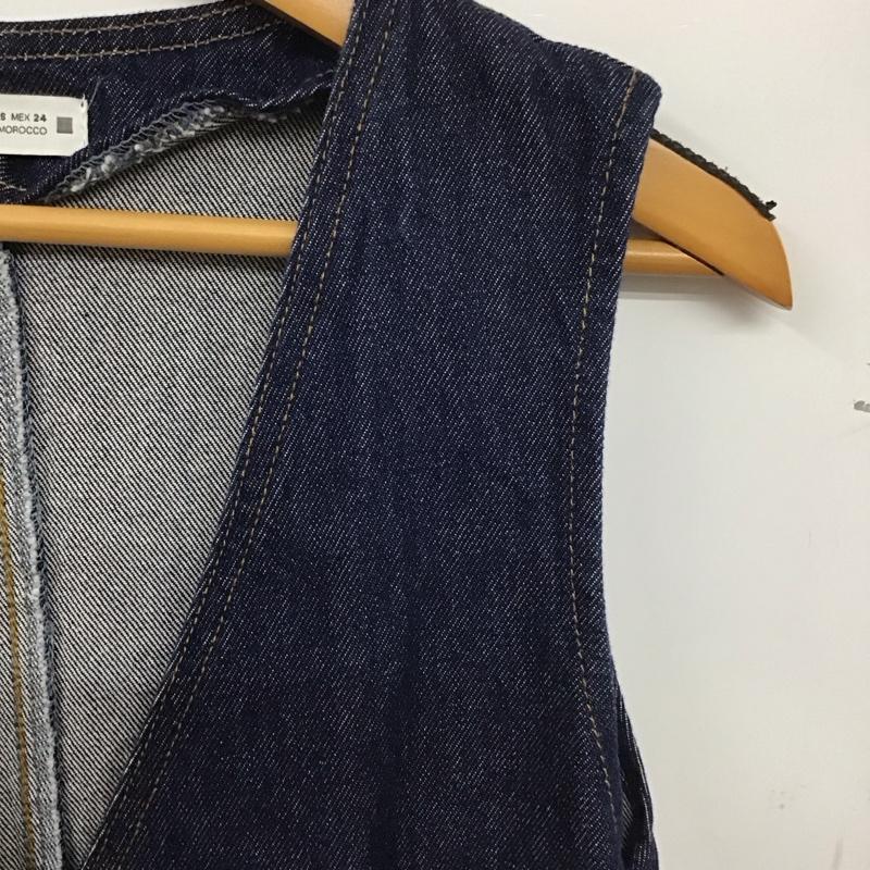 ザラ ZARA ワンピース ロングスカート デニムロングワンピース Vネック ノースリーブロングワンピース XS 無地 インディゴ / インディゴ / レディース USED 古着 中古 10138395