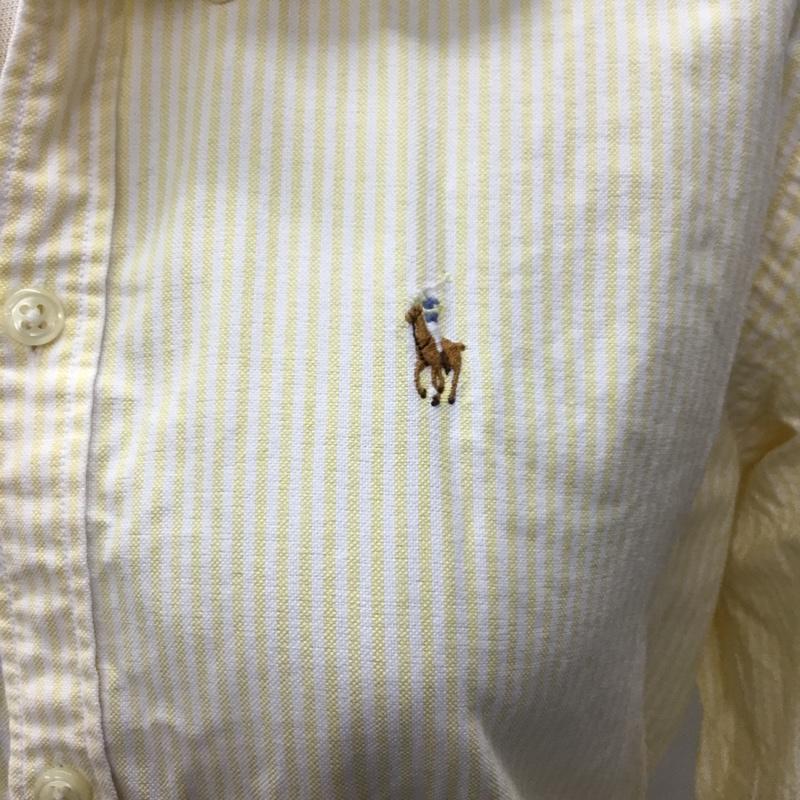 ラルフローレン RALPHLAUREN シャツ、ブラウス 長袖 長袖シャツ カラーシャツ ストライプシャツ 長袖カットソー ボタンダウンシャツ 2 ストライプ 白 / ホワイト / X 黄 / イエロー / レディース USED 古着 中古 10107418