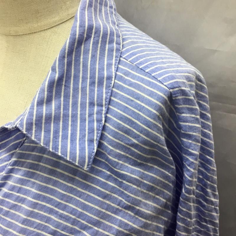 ザラ ZARA シャツ、ブラウス 長袖 長袖シャツ カラーシャツ ポケットシャツ 長袖カットソー ボーダーシャツ M ストライプ 水色 / ライトブルー / レディース USED 古着 中古 10112282