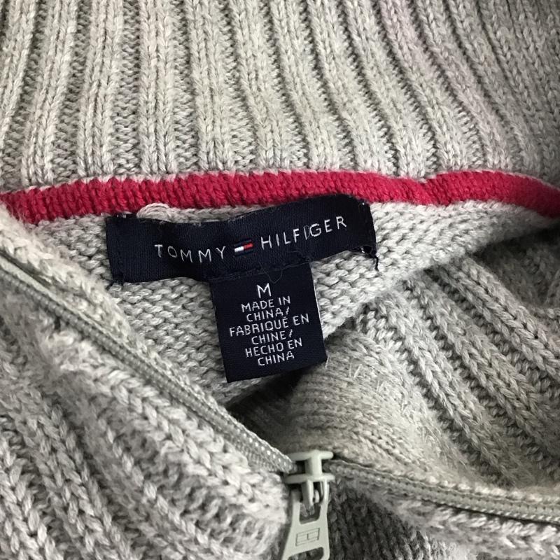トミーヒルフィガー TOMMY HILFIGER ニット、セーター 長袖 長袖ニットカットソー ニット セーター ジップアップネックニット M ロゴ、文字 灰 / グレー /  レディース USED 古着 中古 10115168