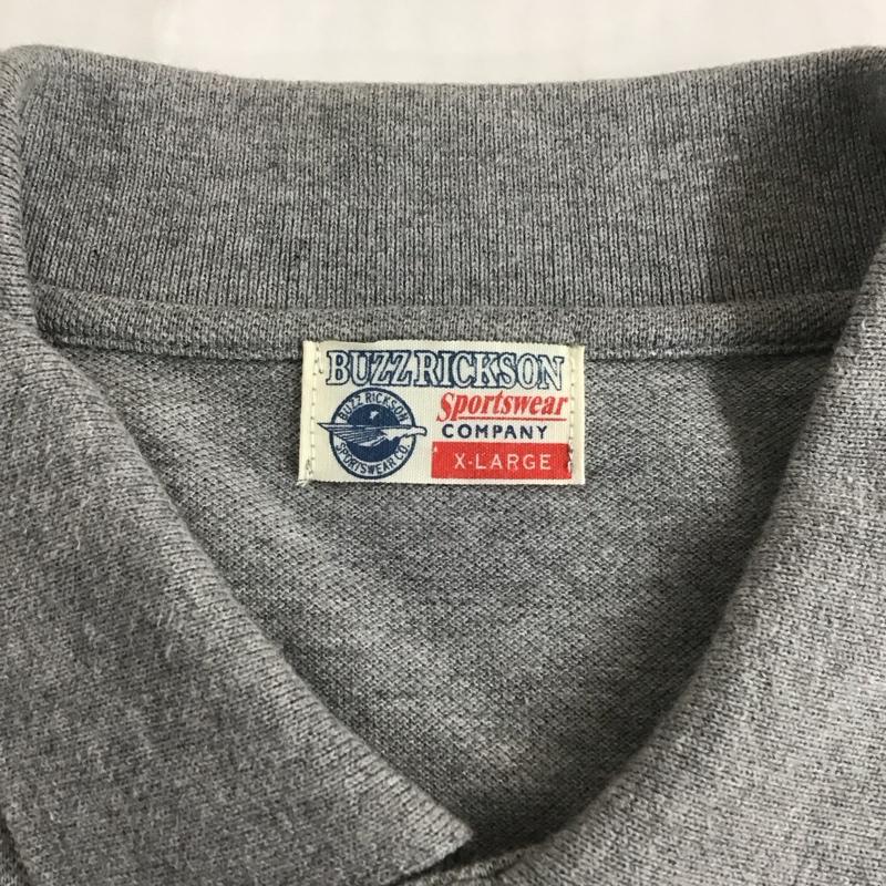 バズリクソンズ Buzz Rickson s ポロシャツ 半袖 半袖ポロシャツ カラーシャツ 半袖カットソー XL ロゴ、文字 灰 / グレー /  メンズ USED 古着 中古 10113106
