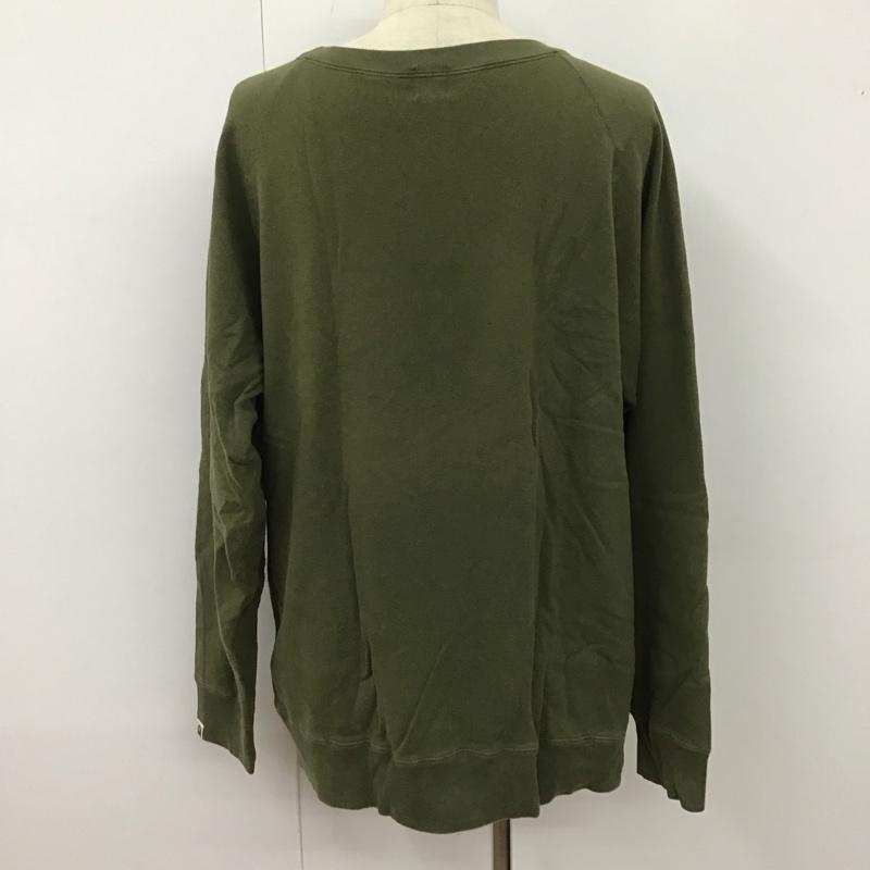 アベイシングエイプ A BATHING APE トレーナー 長袖 長袖トレーナー スウェット クルーネック リブスウェットカットソー L プリント カーキ / カーキ / メンズ USED 古着 中古 10109801