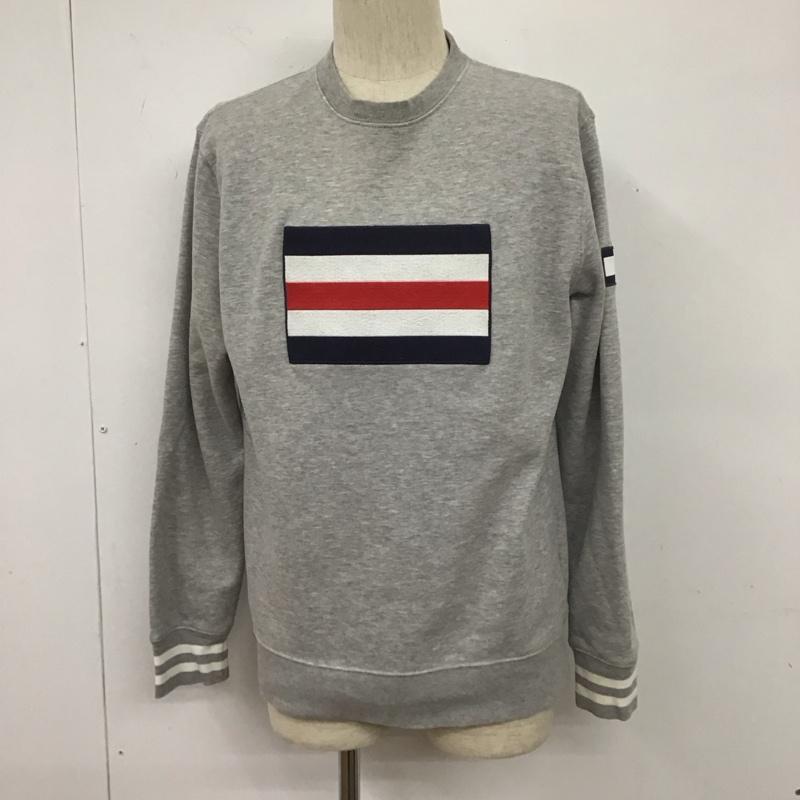 トミーヒルフィガー TOMMY HILFIGER トレーナー 長袖 長袖スウェット 長袖トレーナー リブカットソー 長袖カットソー XXL ロゴ、文字 灰 / グレー / メンズ USED 古着 中古 10106554