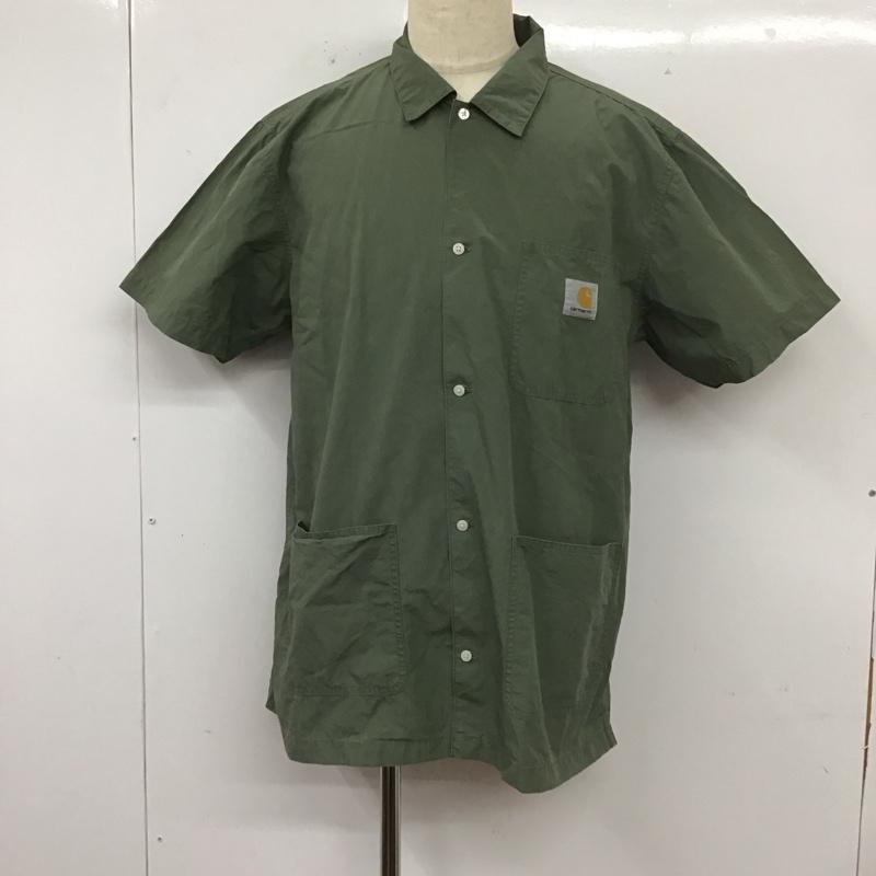 カーハート Carhartt シャツ、ブラウス 半袖 半袖シャツ カラーシャツ 半袖カットソー 無地シャツ XL ロゴ、文字 カーキ / カーキ /  メンズ USED 古着 中古 10112754