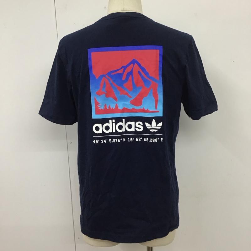 アディダス adidas Tシャツ 半袖 GP1116 AdiploreGraphicTee 半袖カットソー プリントTシャツ L プリント 紺 / ネイビー /  メンズ USED 古着 中古 10110397