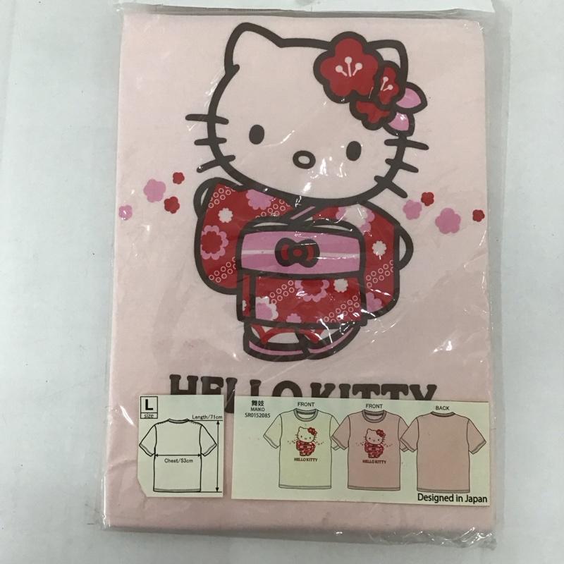 豊天商店 ぶーでんしょうてん Tシャツ 半袖 舞妓 キティ サンリオ キャラT L プリント X キャラクター 桃 / ピンク / レディース USED 古着 中古 10127538