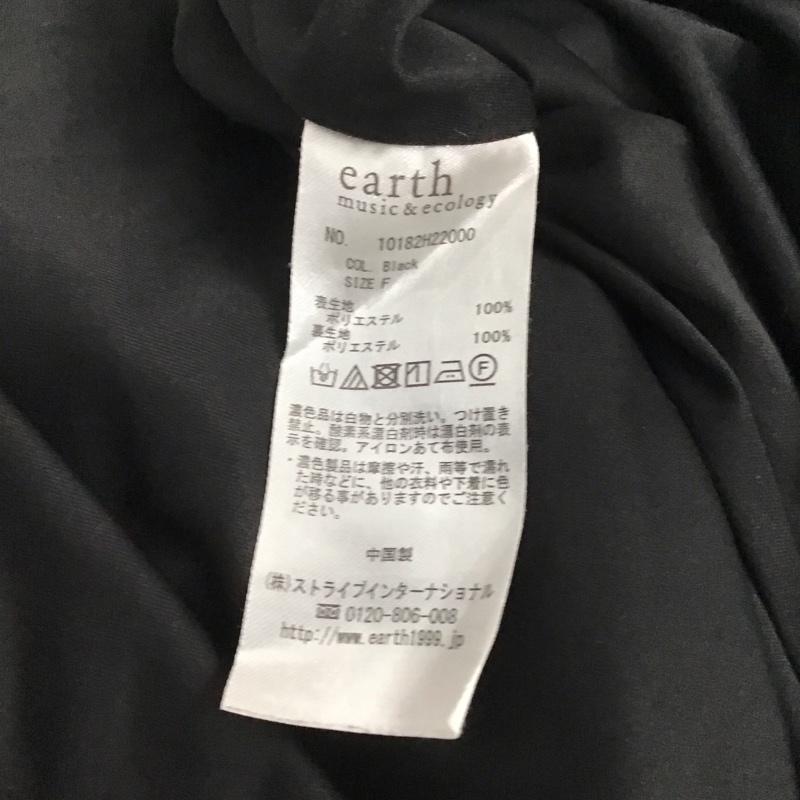 アースミュージックアンドエコロジー earth music&ecology ワンピース ロングスカート 半袖ロングワンピース フレアスカート ウエスト切り替え FREE プリント 黒 / ブラック / レディース USED 古着 中古 10143741