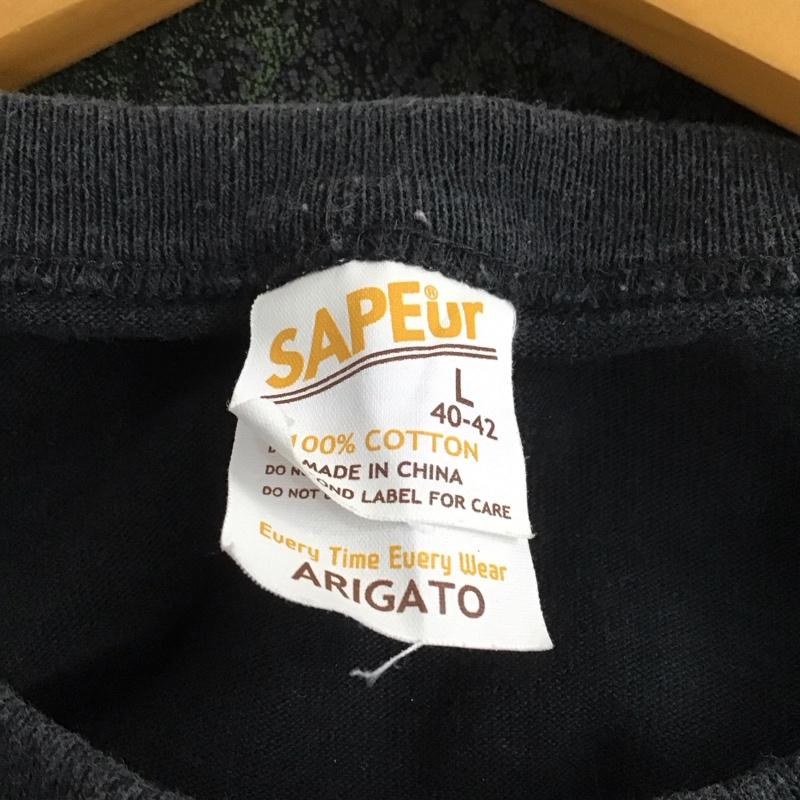 サプール SAPEur Tシャツ 半袖 半袖カットソー プリントTシャツ クルーネックカットソー L プリント 黒 / ブラック / メンズ USED 古着 中古 10137951