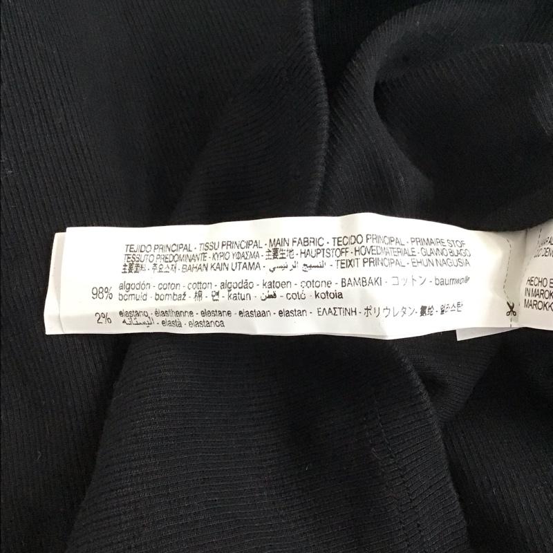 ザラ ZARA カットソー 長袖 0264/303/800 フェイクレザーリブニット スイッチング カットソー S 無地 黒 / ブラック / レディース USED 古着 中古 10131027