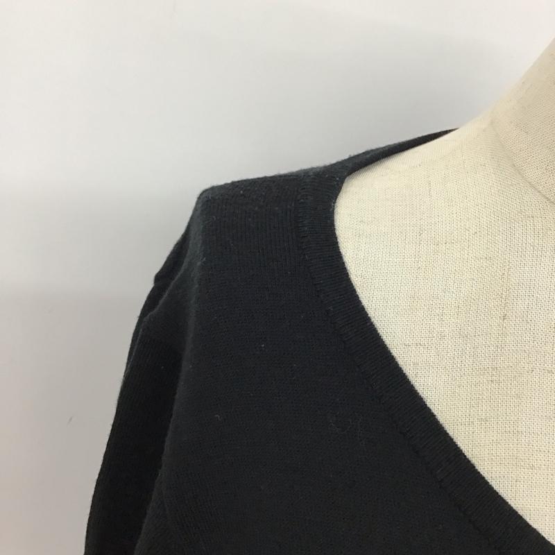 セシルマクビー CECIL McBEE カーディガン 長袖 長袖カーディガン 長袖カットソー ノーカラージャケット 前開カーディガン M 無地 黒 / ブラック / レディース USED 古着 中古 10117875