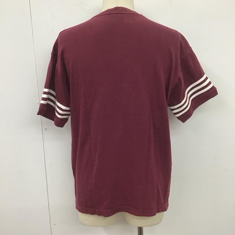 アディダス adidas Tシャツ 半袖 半袖カットソー プリントTシャツ Vネックカットソー スポーツウェア L ロゴ、文字 えんじ / ワインレッド / メンズ USED 古着 中古 10107265