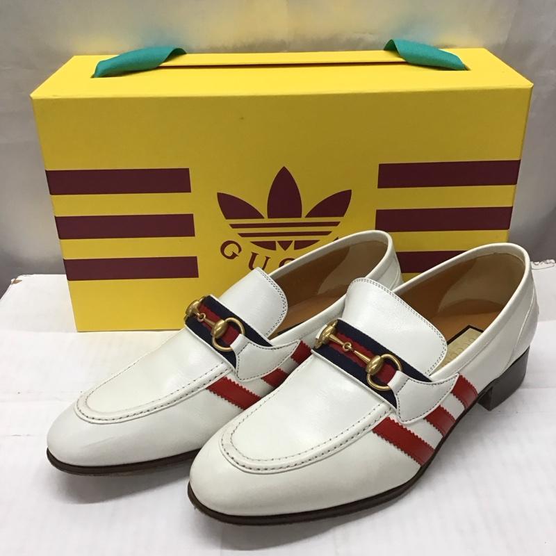 グッチ GUCCI ローファー ローファー 702283 22SS ストライプビットローファー adidas ホースビット 箱有 8.5 ワンポイント 白 / ホワイト / メンズ USED 古着 中古 10118874