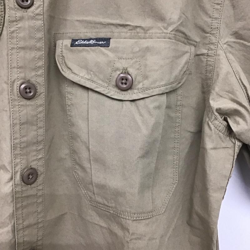 エディーバウアー Eddie Bauer シャツ、ブラウス 半袖 半袖シャツ 無地シャツ ポケットシャツ S ロゴ、文字 ベージュ / ベージュ / メンズ USED 古着 中古 10139712