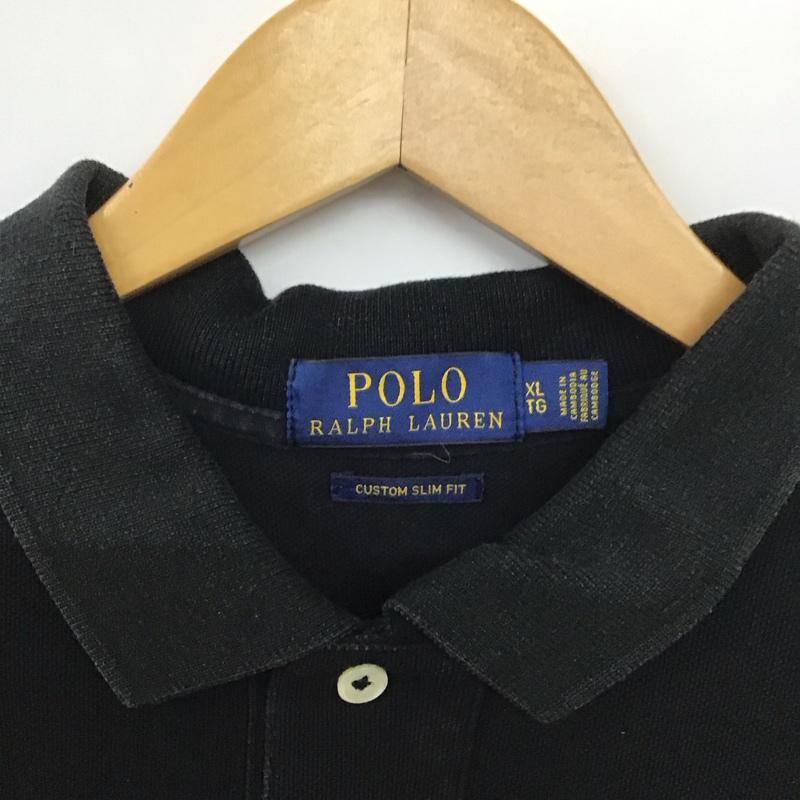 ポロラルフローレン POLO RALPH LAUREN ポロシャツ 半袖 半袖ポロシャツ 半袖カットソー カラーシャツ XL ロゴ、文字 黒 / ブラック / メンズ USED 古着 中古 10132577