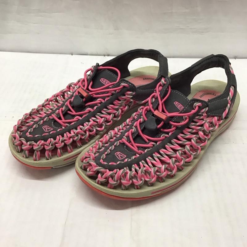 キーン KEEN サンダル サンダル 1014629 UNEEK SLICE FADE 24.5cm 24.5cm ロゴ、文字 桃 / ピンク / X 灰 / グレー / レディース USED 古着 中古 10115667