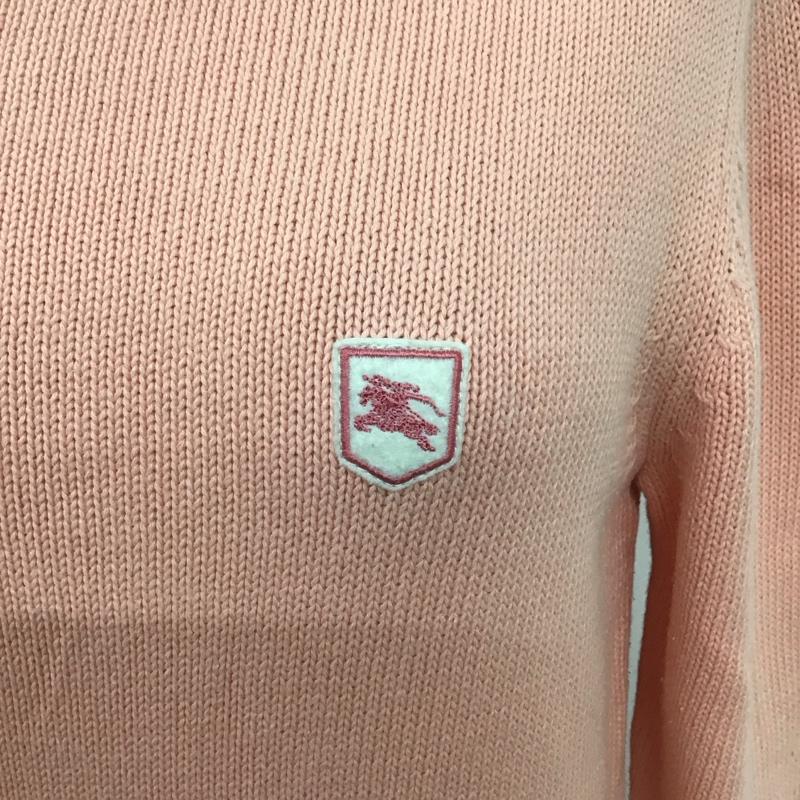 バーバリーブルーレーベル BURBERRY BLUE LABEL ニット、セーター 七分袖 FB562-241-14 ボートネック コットン 38 ワンポイント 桃 / ピンク /  レディース USED 古着 中古 10116757