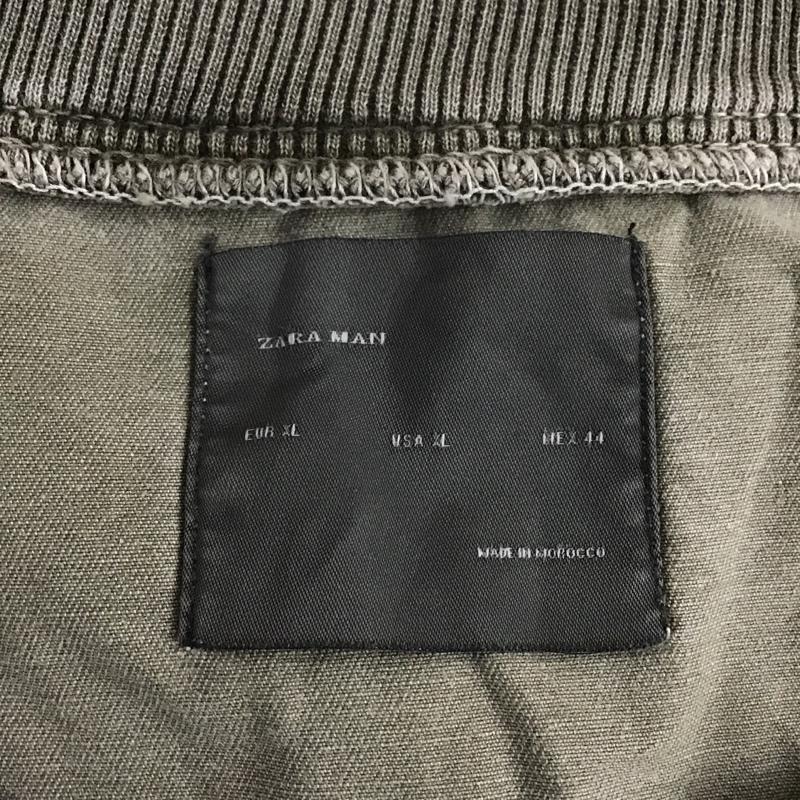 ザラメン ZARA MAN カットソー 半袖 ダメージ加工 無地Tシャツ クルーネックカットソー ミリタリー半袖カットソー XL 無地 カーキ / カーキ / メンズ USED 古着 中古 10105615