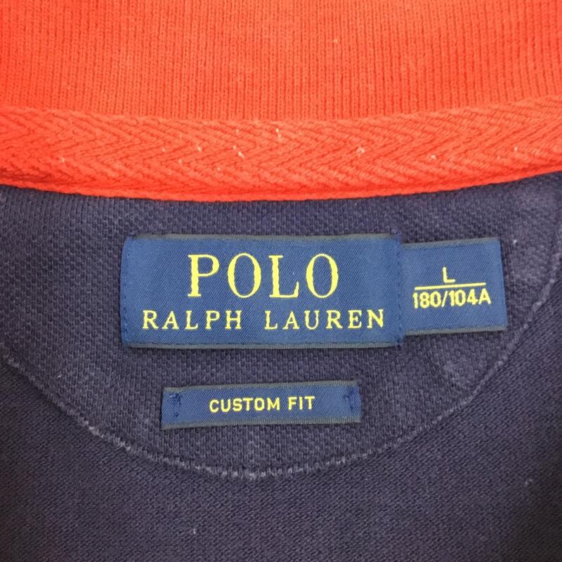 ポロラルフローレン POLO RALPH LAUREN ポロシャツ 半袖 半袖ポロシャツ 刺繍半袖カットソー カラーカットソー L ロゴ、文字 紺 / ネイビー / メンズ USED 古着 中古 10108311