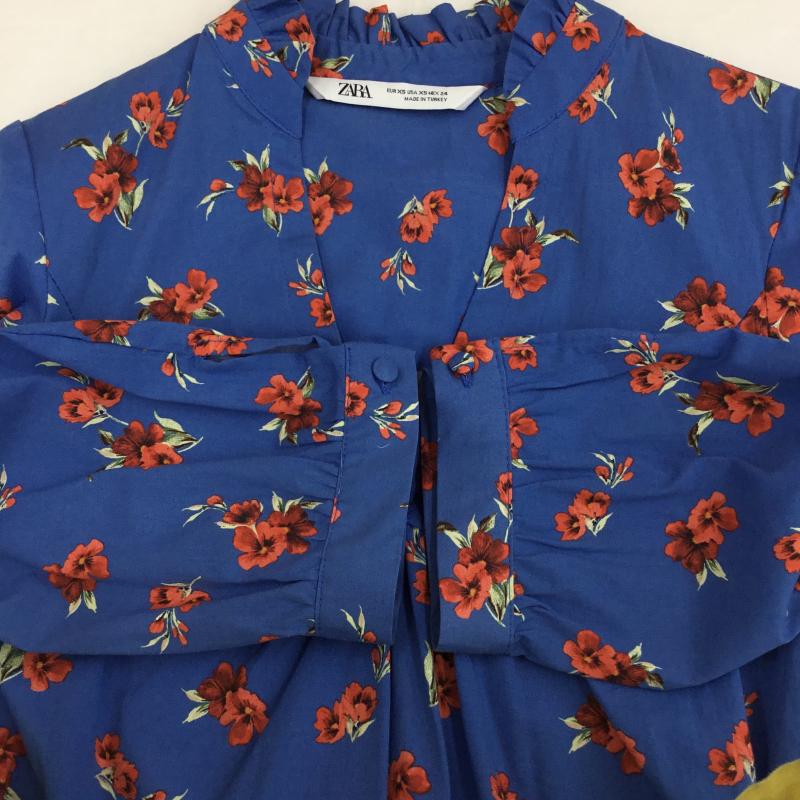 ザラ ZARA ワンピース ひざ丈スカート XS 花柄 青 / ブルー / レディース USED 古着 中古 10134146