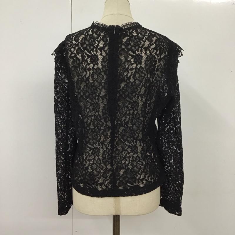 ザラ ZARA カットソー 長袖 M レース柄 黒 / ブラック /  レディース USED 古着 中古 10113481