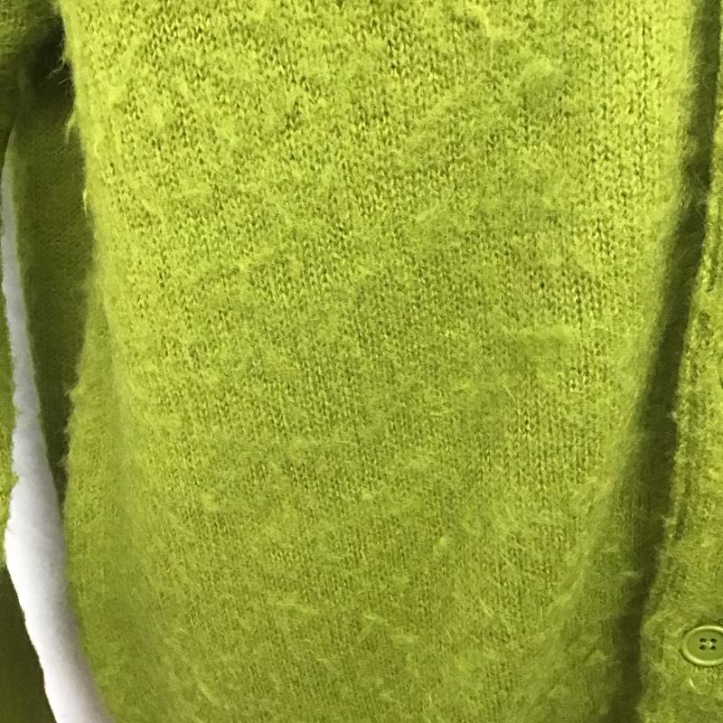ビームス BEAMS カーディガン 長袖 ウール モヘヤ M 無地 黄緑 / イエローグリーン / メンズ USED 古着 中古 10123316