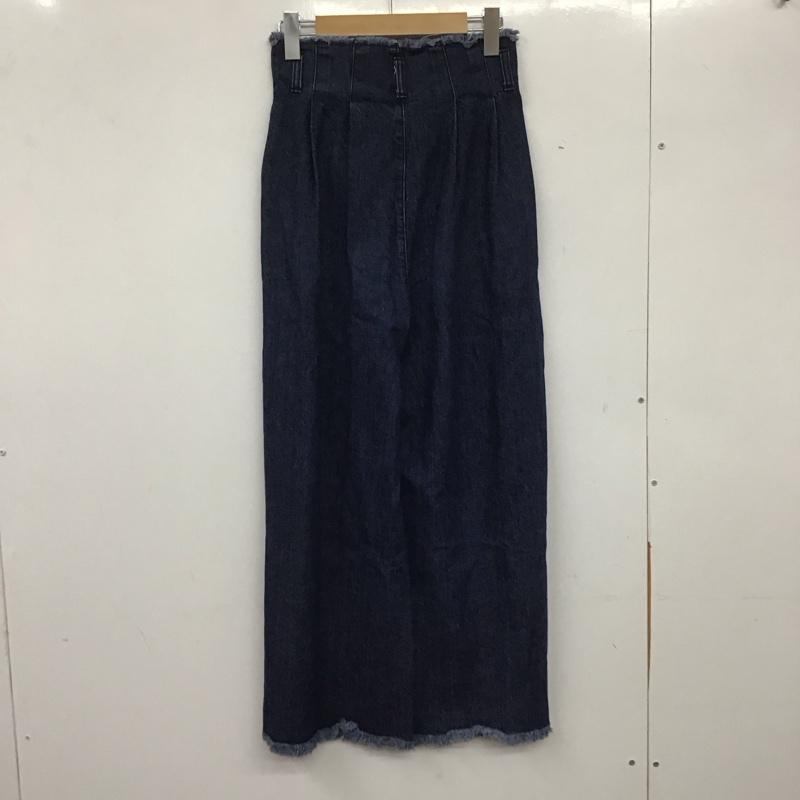 ローリーズファーム LOWRYS FARM パンツ デニム、ジーンズ LF517000N9 ワイドパンツ フリンジ M 無地 インディゴ / インディゴ / レディース USED 古着 中古 10138983