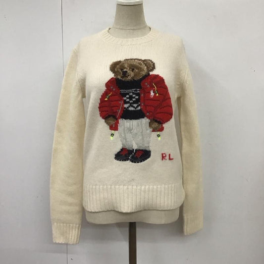 ポロラルフローレン POLO RALPH LAUREN ニット、セーター 長袖 長袖ニットカットソー ニット セーター クルーネックニット XS ロゴ、文字 白 / ホワイト /  レディース USED 古着 中古 10113758