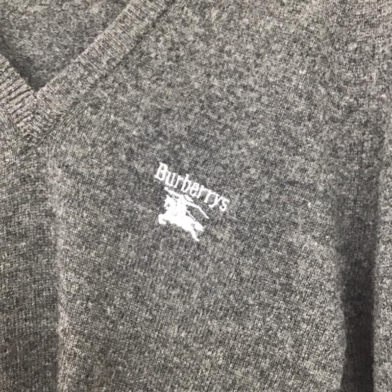 バーバリーズ BURBERRYS ニット、セーター 長袖 Vネック ウール 90年代 ワンポイント 灰 / グレー / レディース USED 古着 中古 10133752